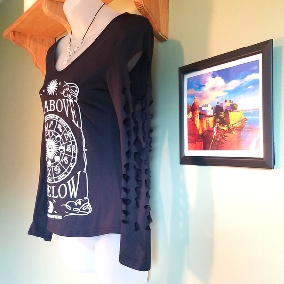 Womens Fancy Cube Long Sleeve Slit Shirt - Picture 3 of 11